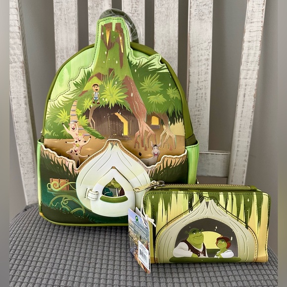 Loungefly DreamWorks Shrek Happily Ever After Mini Backpack and Flap Wallet - Picture 1 of 15